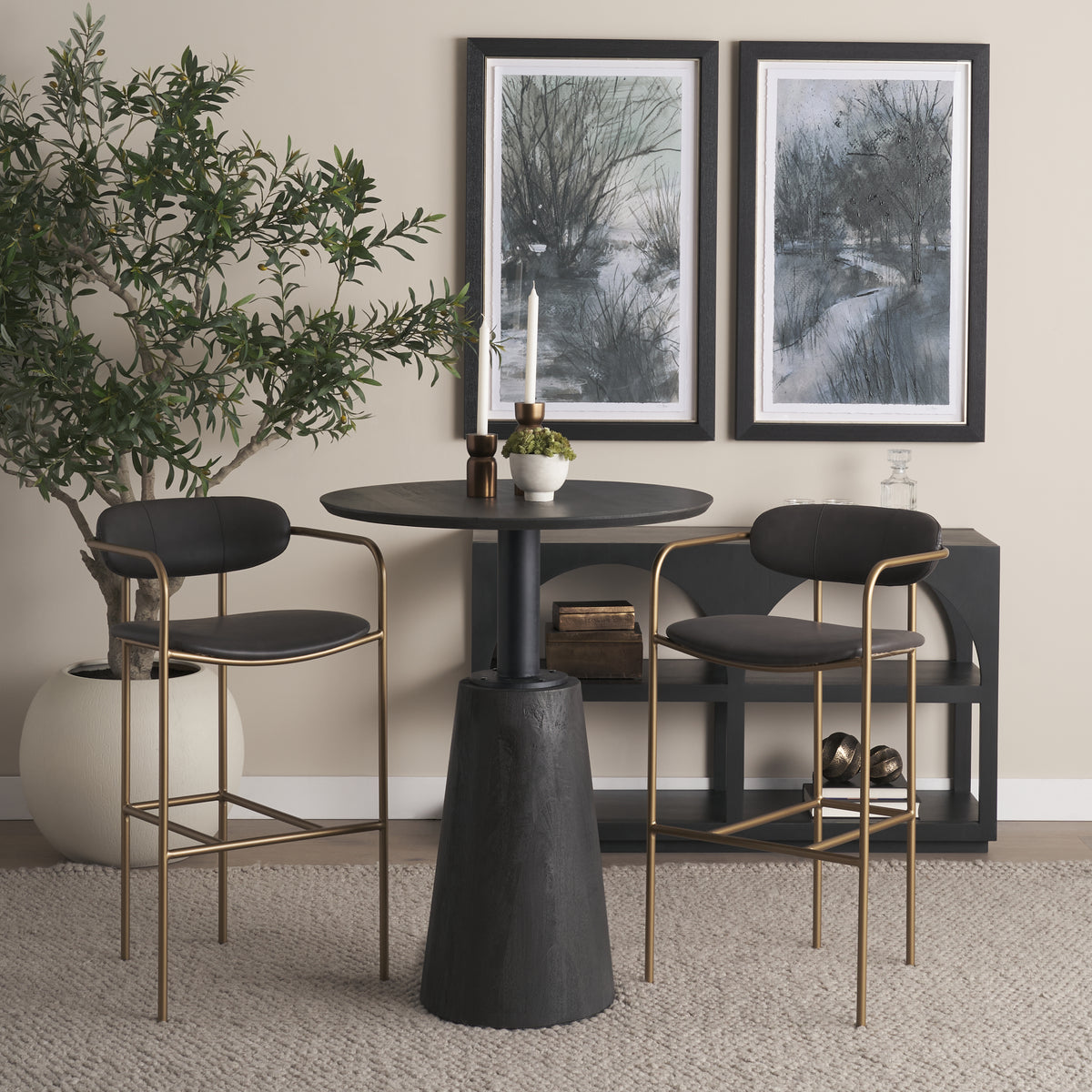 Parker Brown/Gold Faux Leather Seat Metal Bar Stool