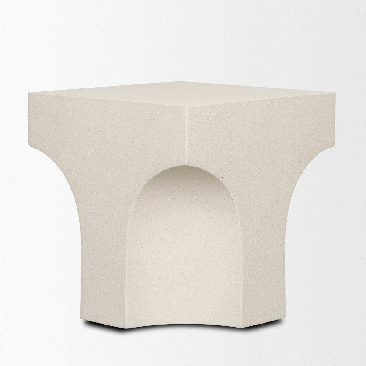 Bunda Ivory Square Sculptural Stone Finish Accent Table