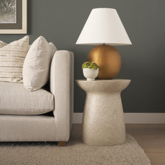 Mesa Gray Round Stone Finish Pillar Accent Table
