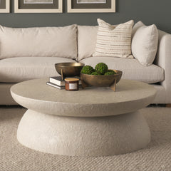 Mesa Gray 48" Round Stone Finish Coffee Table