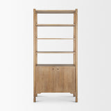 Phil Light Brown Wood 2 Door 3 Shelves Open Shelving Unit