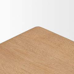 Trellyn Light Brown Wood with Carved Woven Base Square Accent Table