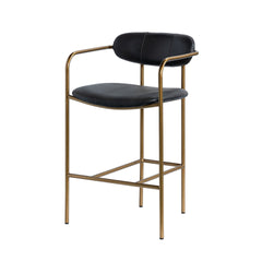 Parker Black/Gold Leather Seat Metal Counter Stool