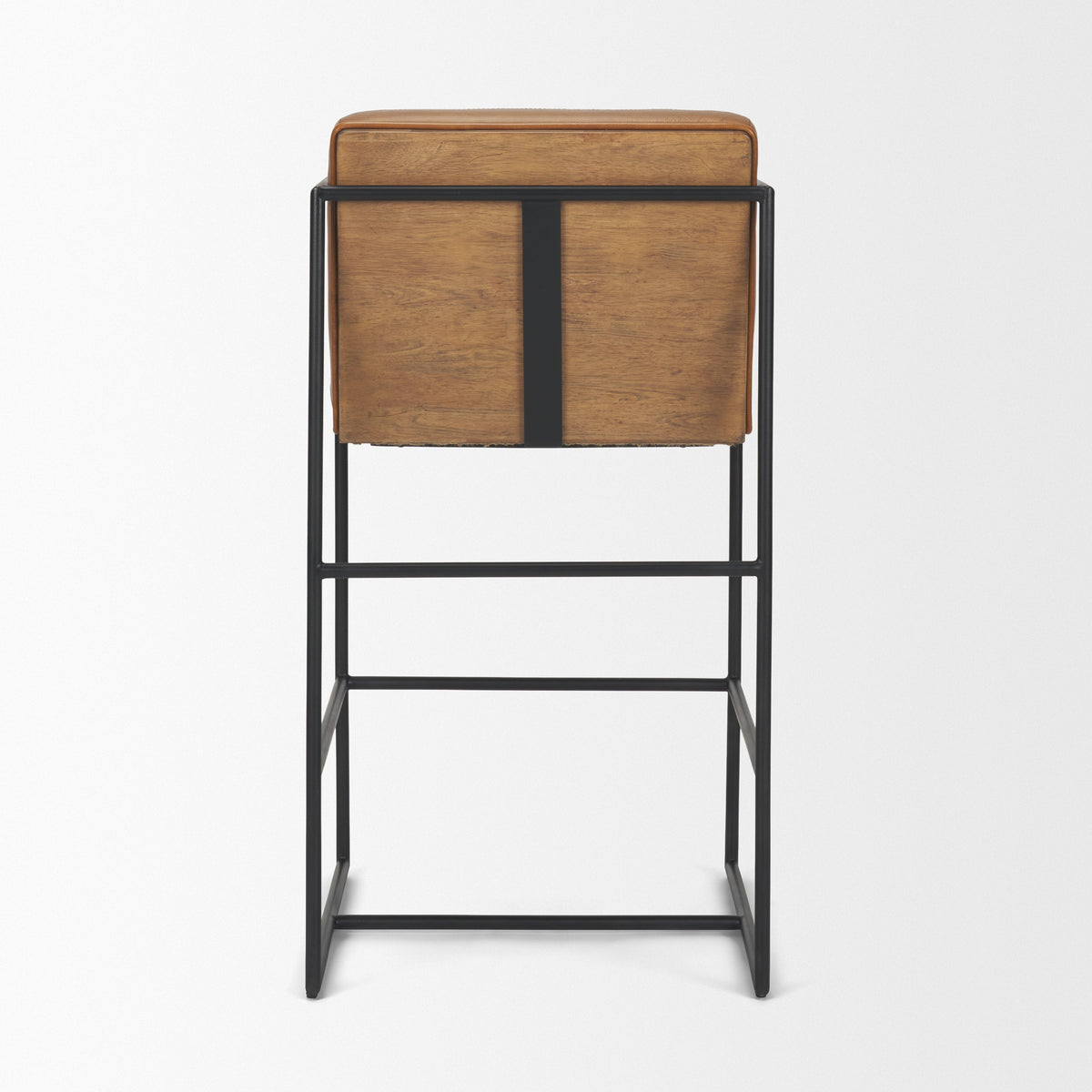 Stamford Brown 36" Leather Seat with Wood Back, Metal Frame Counter Stool