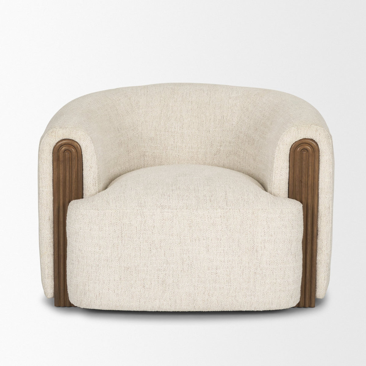 Kornelia Soft Oatmeal Fabric Barrel Accent Chair