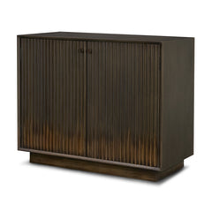 Cinder Dark Brown Distressed Wood Reeded 2-Door Closed Accent Cabinet