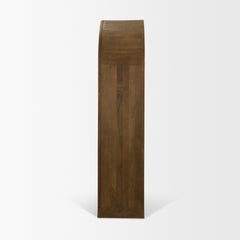 Suri Medium Brown Wood with Glass Doors Arched Curio Cabinet