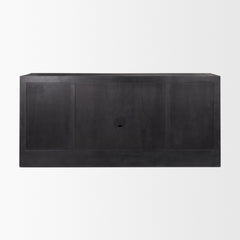 Suri Black Wood with Glass 4-Door Closed Sideboard
