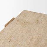 Milos Light Brown Travertine Top Oak Wood Console Table