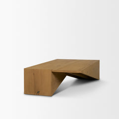 West Light Brown Oak Wood Rectangular Coffee Table