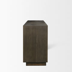 Cinder Dark Brown Distressed Wood Reeded 4-Door Closed Sideboard