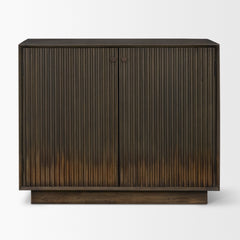 Cinder Dark Brown Distressed Wood Reeded 2-Door Closed Accent Cabinet