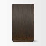 Cinder Dark Brown Distressed Wood Reeded 2-Door Closed Tall Cabinet