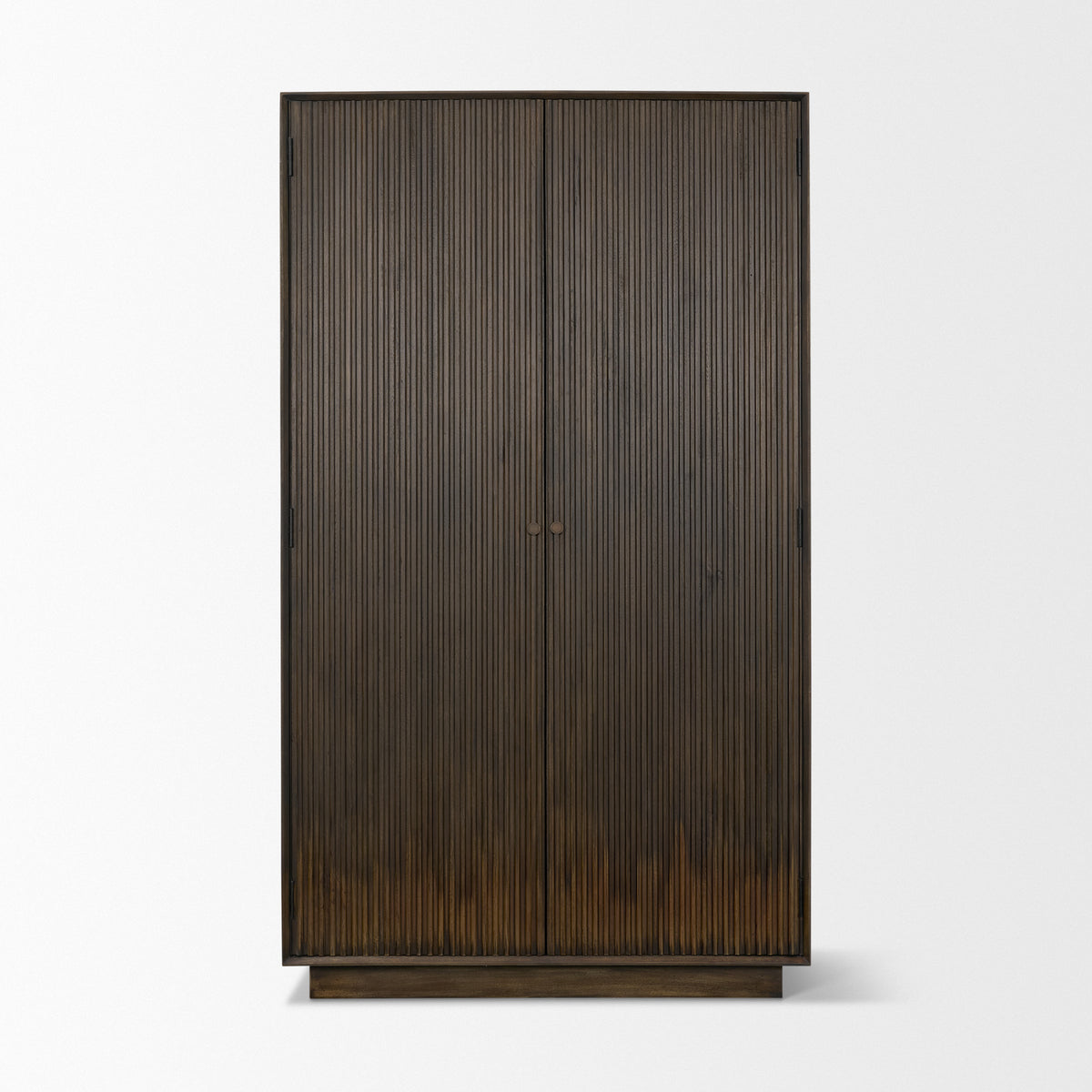 Cinder Dark Brown Distressed Wood Reeded 2-Door Closed Tall Cabinet