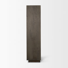 Cinder Dark Brown Distressed Wood Reeded 2-Door Closed Tall Cabinet