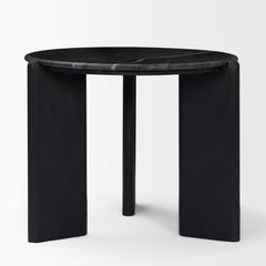Rumer Black Wood Marble Side Table