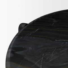 Rumer Black Wood Marble Side Table