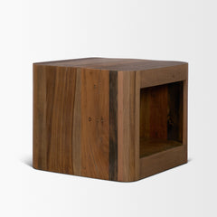 Dunmore Brown Solid Wood Rectangular Open Shelf Side Table