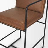 Stamford Brown 36" Leather Seat with Wood Back, Metal Frame Counter Stool
