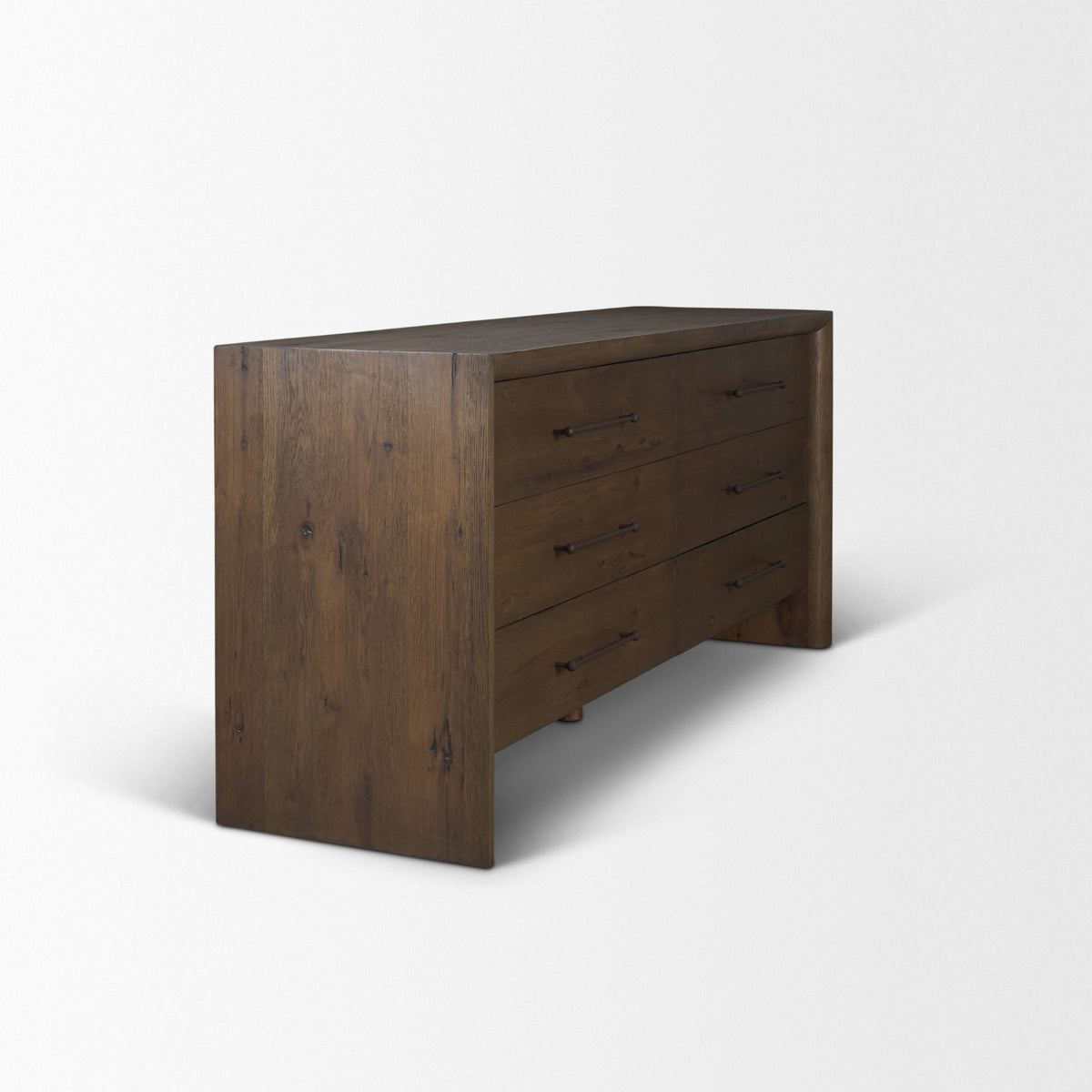 Belford Dark Brown 6-Drawer Oak Wood Dresser