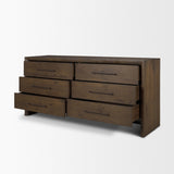 Belford Dark Brown 6-Drawer Oak Wood Dresser