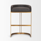 Hollyfield Brown/Charcoal/Gold Leather Seat Metal Base Bar Stool