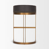 Hollyfield Brown/Charcoal/Gold Leather Seat Metal Base Bar Stool