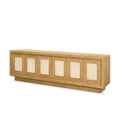 Valterra Light Brown Wood with Travertine 6 Door Media Console