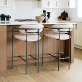 Parker Beige/Gunmetal Gray Fabric Seat Metal Counter Stool