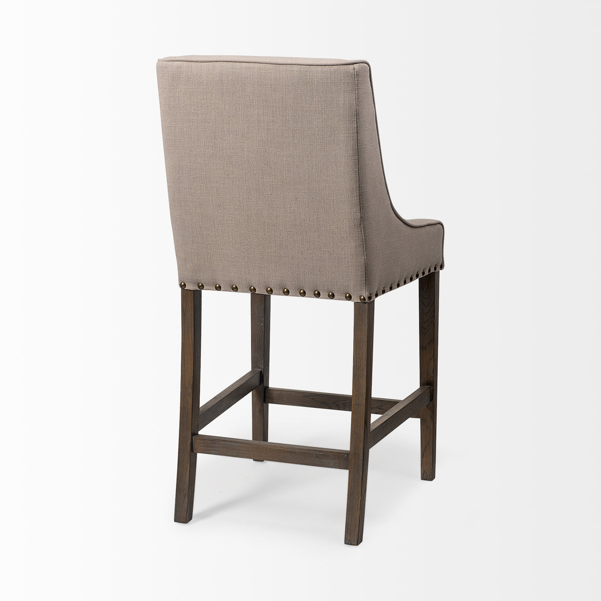 Kensington Beige/Brown Fabric Seat Wood Frame Counter Stool - Ornate Home