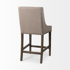 Kensington Beige/Brown Fabric Seat Wood Frame Counter Stool