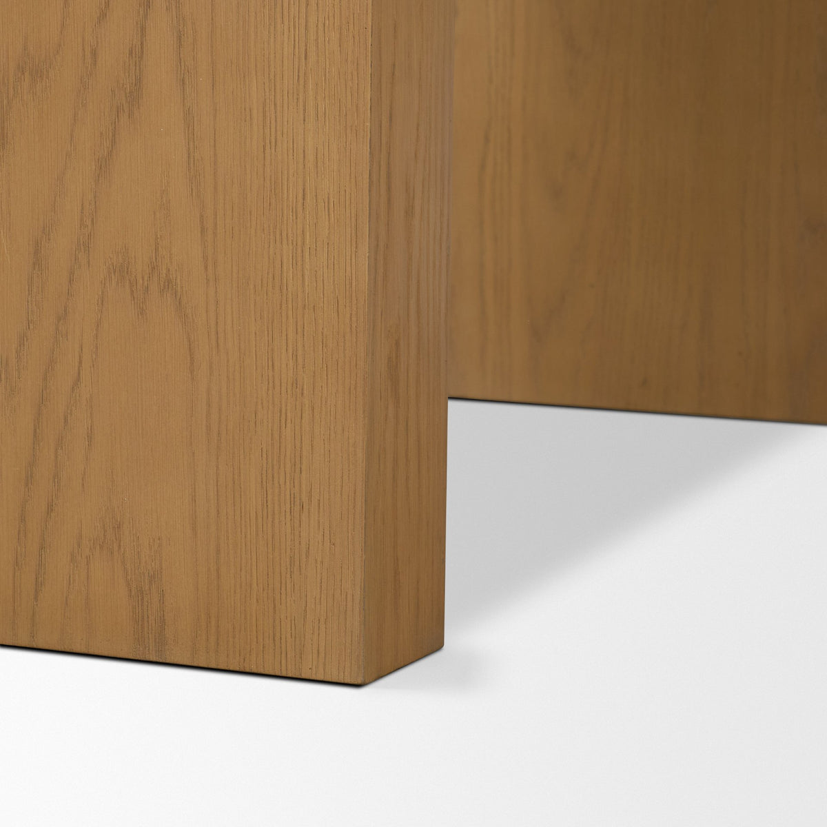 Milos Light Brown Travertine Top Oak Wood Console Table