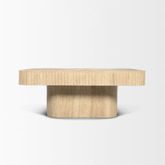 Tavora Beige Ribbed Square Travertine Coffee Table