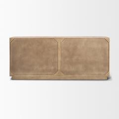 Serrin Brown Solid Wood with Travertine 4 Door Closed Sideboard