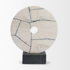 Orin White Marble Round Disc Decorative Object