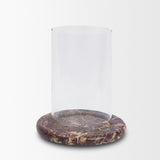 Bordo Red Marble with Glass Hurricane Candle Holder
