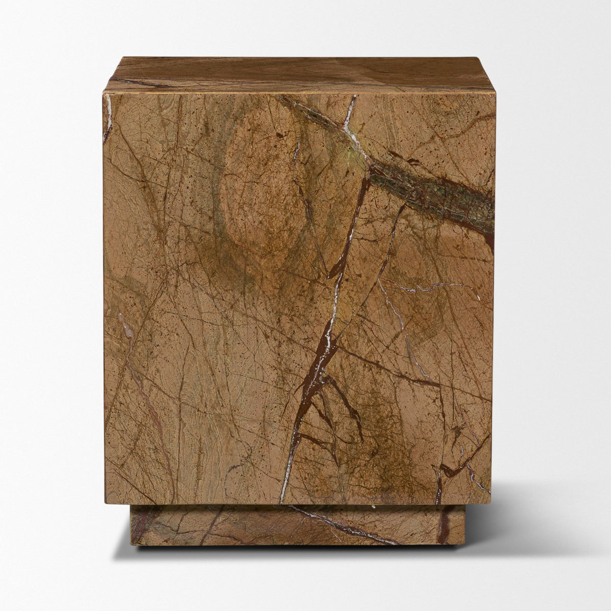 Matteo Rust Solid Rainforest Marble Square Side Table
