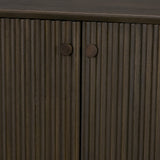Cinder Dark Brown Distressed Wood Reeded 2-Door Closed Accent Cabinet