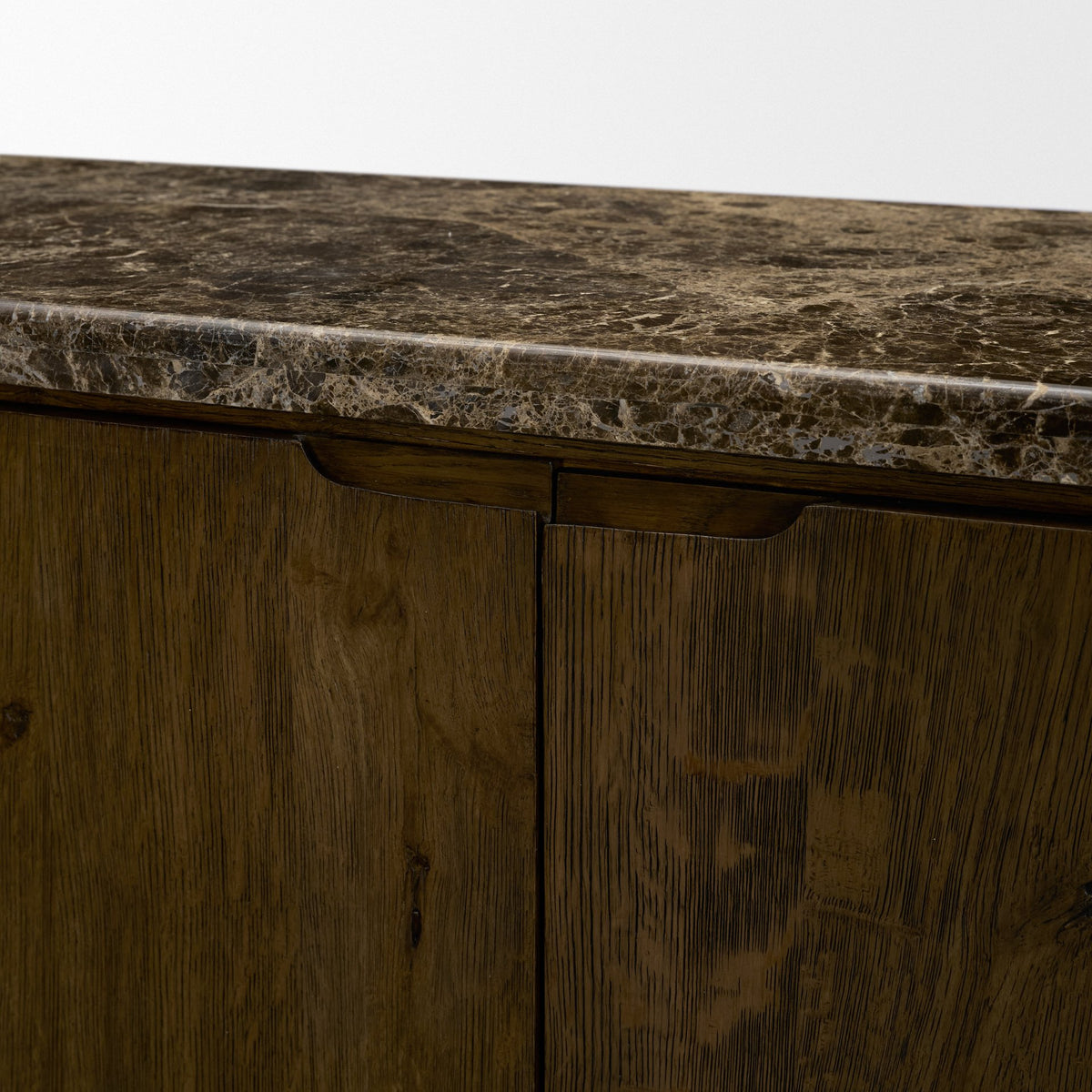 Kendrix Dark Brown/Cappuccino Oak Wood Marble 4 Door Closed Sideboard