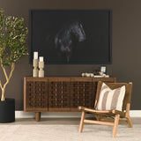 Wexlan Brown Solid Wood with Leather Weave 4 Door Closed Sideboard
