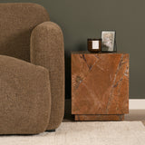 Matteo Rust Solid Rainforest Marble Square Side Table