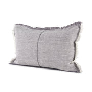 Thais Gray 13x21 Fabric Fringed Pillow Cover with Down Filler (Set of 2) - Ornate Home