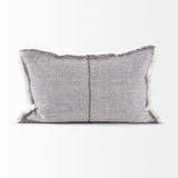 Thais Gray 13x21 Fabric Fringed Pillow Cover with Down Filler (Set of 2)
