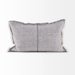 Thais Gray 13x21 Fabric Fringed Pillow Cover with Down Filler (Set of 2)