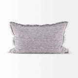 Thais Gray 13x21 Fabric Fringed Pillow Cover with Down Filler (Set of 2)