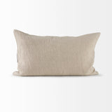 Raquel Beige/Black 13x21 Fabric Plaid Pillow Cover with Down Filler (Set of 2)