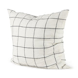Suzanne White/Black 22x22 Square Pattern Pillow Cover with Down Filler (Set of 2)