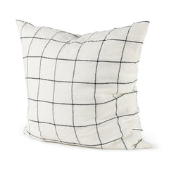 Suzanne White/Black 22x22 Square Pattern Pillow Cover with Down Filler (Set of 2)