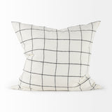Suzanne White/Black 22x22 Square Pattern Pillow Cover with Down Filler (Set of 2)