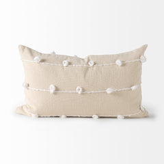 Erica Cream/White 13x21 Pillow Cover with Down Filler (Set of 2)